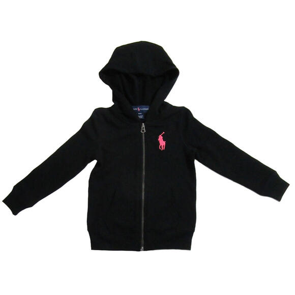 Polo Ralph Lauren Girls Hooded Sweat Jacket Hoodie Black with
